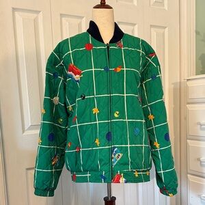 Vintage Ellesse Golf Embroidered Full Zip Reversible Bomber Jacket Size S